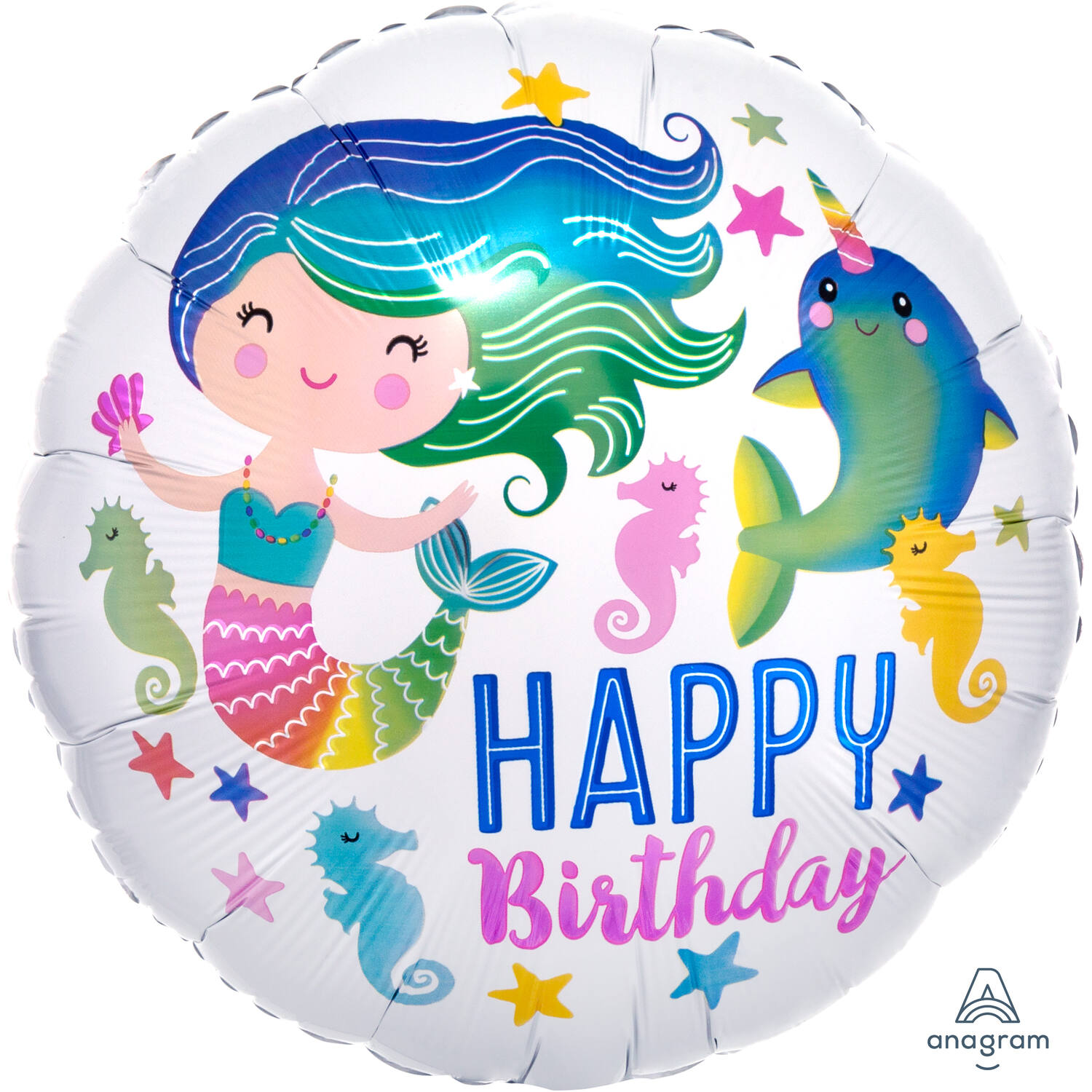 Foil Balloon - "HAPPY Birthday" - Colourful Ocean Fun - 45 cm